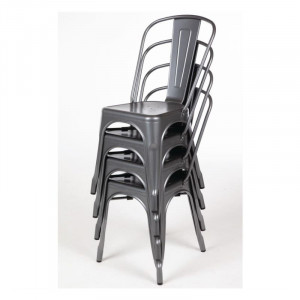 Stoelen in Metallic Grijs Staal - Set van 4 - Bolero