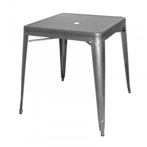 Quadratischer Tisch aus metallisiertem grauem Stahl - L 668 x T 668 mm - Bolero