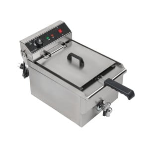 Professional Deep Fryer 13 L 3000 W with Drain - Stainless Steel