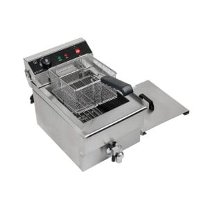 Professional Deep Fryer 13 L 3000 W with Drain - Stainless Steel