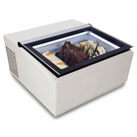 White Countertop Ice Cream Display - Static - 3 x 5 L - Customer Side - CombiSteel