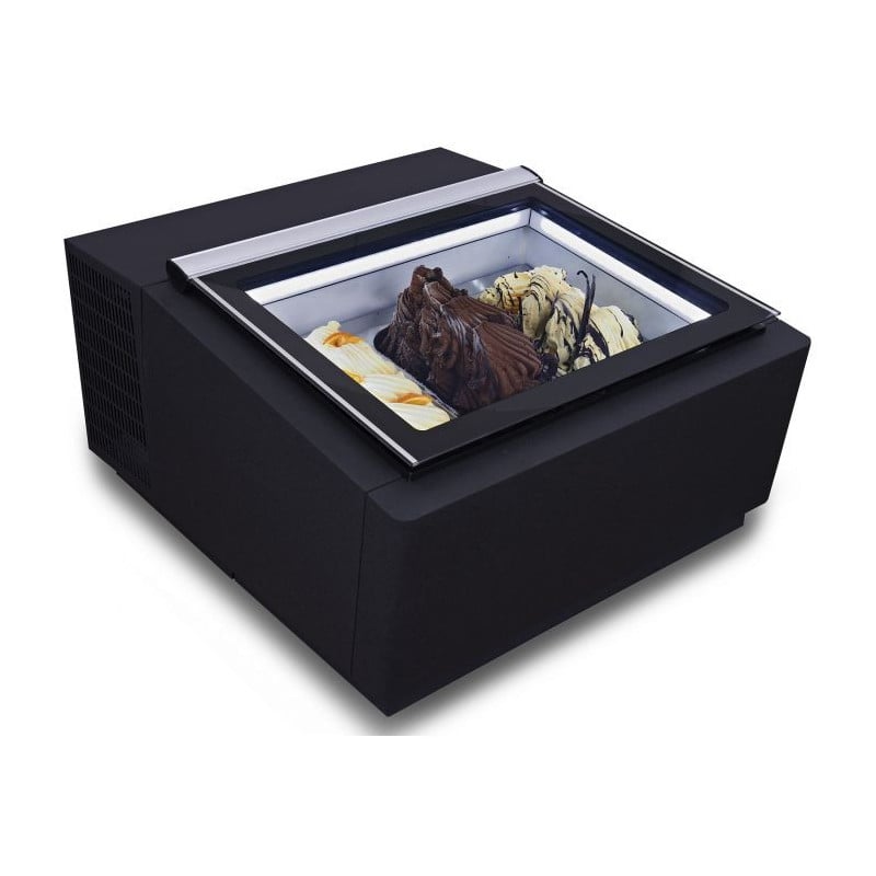 Black Countertop Ice Cream Display - Static - 3 x 5 L - Customer Side - CombiSteel