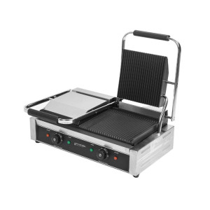 Double Panini Grill - Ribbed Plates - Dynasteel