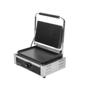 Large Grooved/Smooth Dynasteel Panini Grill - Perfect professional cooking for restaurants and snack bars