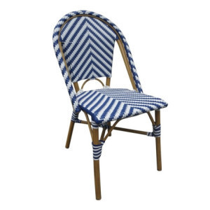 Stuhl im Pariser Stil aus blauem Rattan - Set mit 2 Stück - Bolero