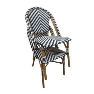 Stuhl im Pariser Stil aus schwarzem Rattan - Set mit 2 Stück - Bolero