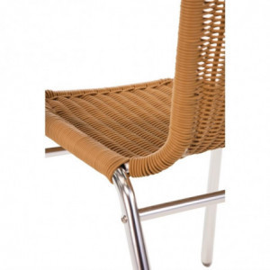 Rotan En Aluminium Stoelen - Set Van 2 - Gereviseerd