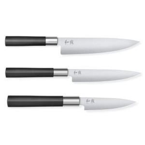 Set von 3 Wasabi Black Messern - Professionelles SchneidenKai Wasabi Black Messer - Japanische Präzision