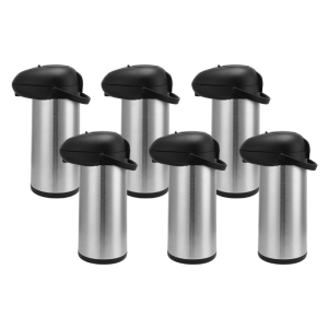 Cafetière Thermos met Pomp 5 L Inox — Set van 6 CHR