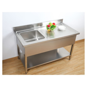 Sink 1 Bowl with backsplash and shelf - W 1400 x D 700 mm | Dynasteel