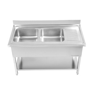 2 Sink Basins with Backsplash and Shelf - Sturdy and Functional | Dynasteel