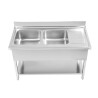 2 Sink Basins with Backsplash and Shelf - Sturdy and Functional | Dynasteel