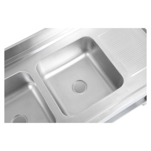 2 Sink Basins with Backsplash and Shelf - Sturdy and Functional | Dynasteel