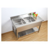 2 Sink Basins with Backsplash and Shelf - Sturdy and Functional | Dynasteel