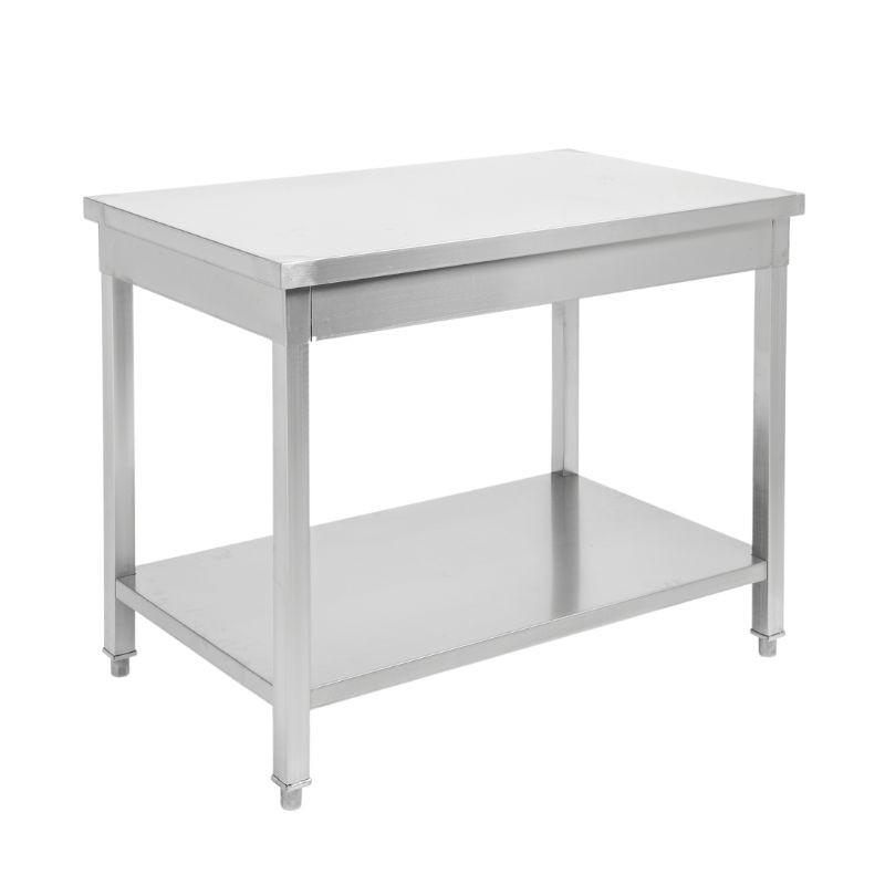 Stainless Steel Table with Shelf - D 600 mm - L 1000 mm - Dynasteel