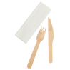 Wooden Cutlery Set 3 Pieces: Knife, Fork, Napkin - Pack of 250 - Dynasteel