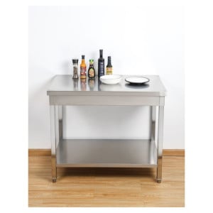 Stainless Steel Table with Shelf - D 600 mm - W 1600 mm - Dynasteel