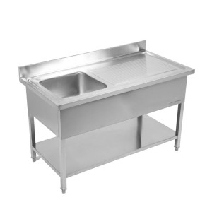 Plonge 1 Basin with Backsplash and Shelf - L 1000 x D 700 mm - Dynasteel