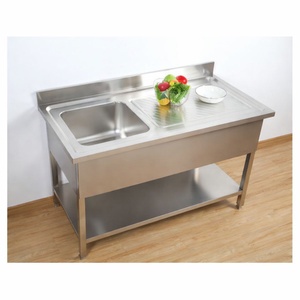 Plonge 1 Bak met Achterwand en Plank - L 1000 x D 700 mm - Dynasteel