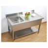 Plonge 1 Basin with Backsplash and Shelf - L 1000 x D 700 mm - Dynasteel