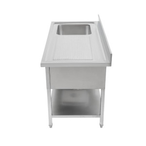 Plonge 1 Basin with Backsplash and Shelf - L 1000 x D 700 mm - Dynasteel