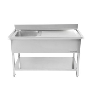 Plonge 1 Basin with Backsplash and Shelf - L 1000 x D 700 mm - Dynasteel