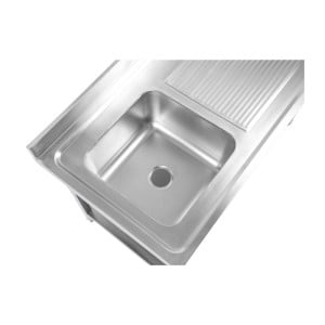 Plonge 1 Sink with Backsplash and Shelf - L 1200 x D 700 mm | Dynasteel