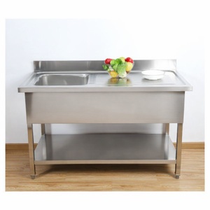 Plonge 1 Bak met Achterwand en Onderste Plank - L 1000 x D 600 mm - Dynasteel