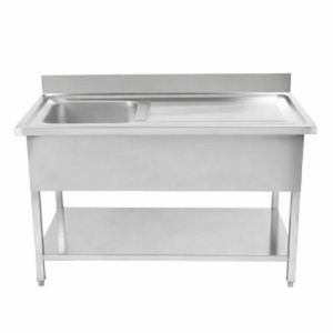 Plonge 1 Bak met Achterwand en Onderste Plank - L 1000 x D 600 mm - Dynasteel