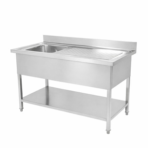 Plonge 1 Bak met Achterwand en Onderste Plank - L 1000 x D 600 mm - Dynasteel