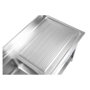 Plonge Inox 1 Bak 1200x600 mm, Afdruiprek Rechts, Achterwand
