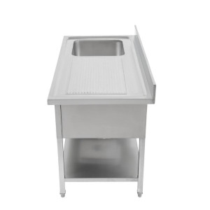 Plonge Inox 1 Bak 1200x600 mm, Afdruiprek Rechts, Achterwand