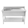 Plonge Inox 1 Bak 1200x600 mm, Afdruiprek Rechts, Achterwand