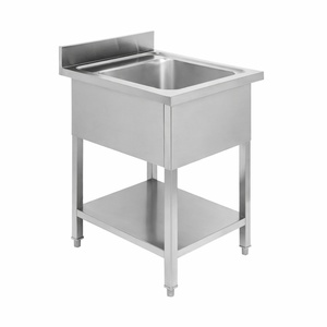 Plonge 1 Bak met Achterwand en Plank - L 600 x D 600 mm - Dynasteel