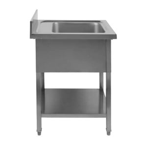 Sink 1 Bowl with Backsplash and Shelf - W 600 x D 600 mm - Dynasteel