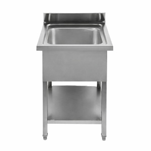 Plonge 1 Bak met Achterwand en Plank - L 600 x D 600 mm - Dynasteel