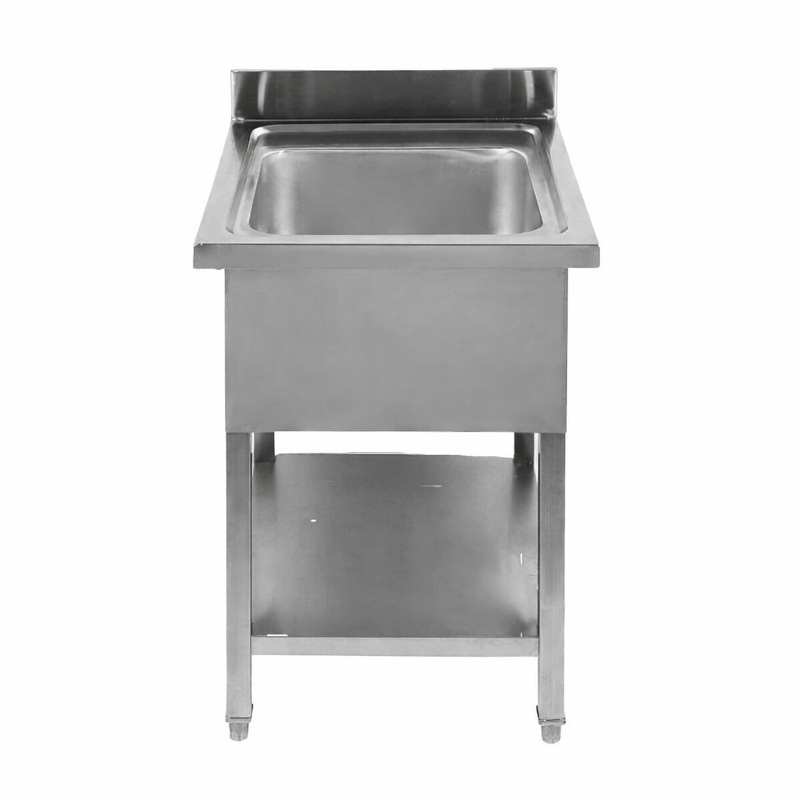 Plonge 1 Bak met Achterwand en Plank - L 600 x D 600 mm - Dynasteel