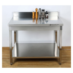 Edelstahltisch 1000x600 mm Rückwand und Unterregal