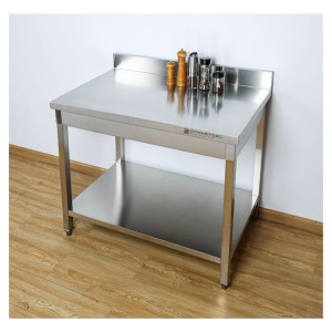 Inox Tafel met Achterwand en Plank Dynasteel - Robuust en Praktisch