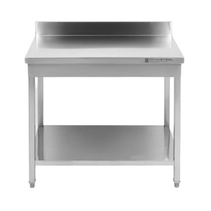 RVS Tafel 1000x600 mm Achterwand en Onderste Plank