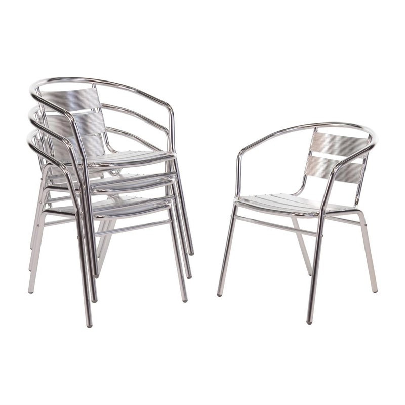 Stackable Aluminum Chairs - Set of 4 - Refurbished