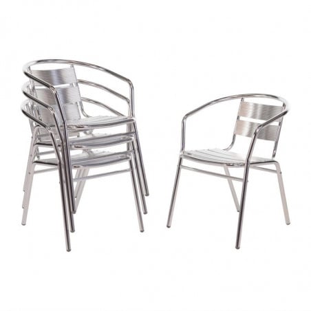 Fauteuils Empilables En Aluminium - Lot De 4 - Reconditionné