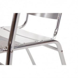 Fauteuils Empilables En Aluminium - Lot De 4 - Reconditionné