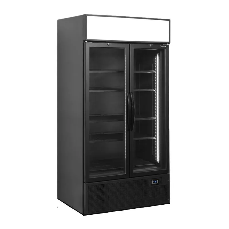 Zwarte Positieve Koelvitrine - 2 Glazen Deuren - 524 L
