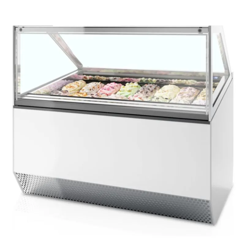 Belüftete Eisvitrine mit gerader Front - 16 x 5 L