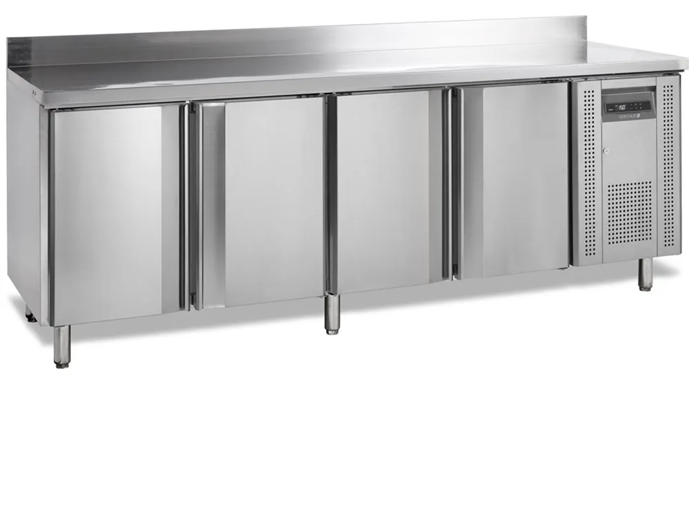 Table Réfrigérée Négative avec Dosseret - 4 Portes  - GN 1/1