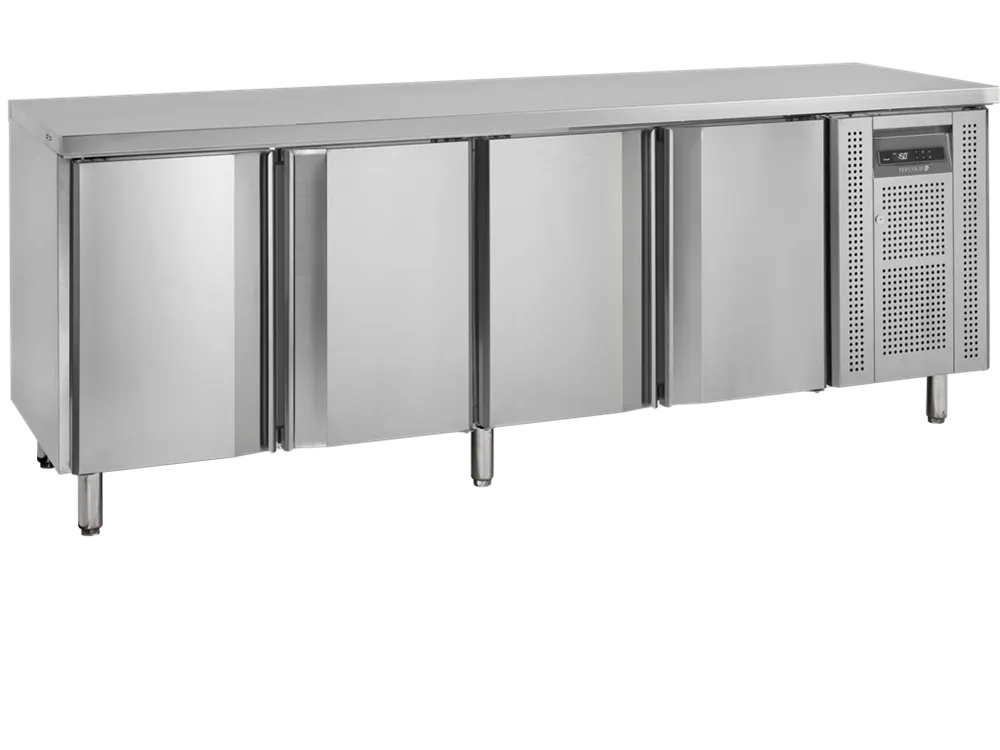 Table Réfrigérée Négative en Inox - 4 Portes - GN 1/1