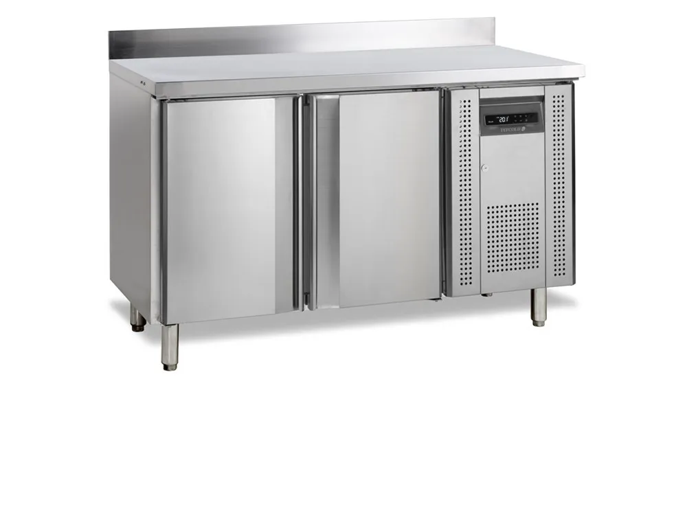 Table Réfrigérée Négative en Inox avec Dosseret - 2 Portes - 230 L