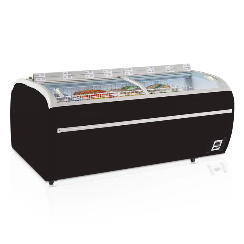 Koelkast Vriezer 2 Deuren Gebogen Glas Zwart 1255 L