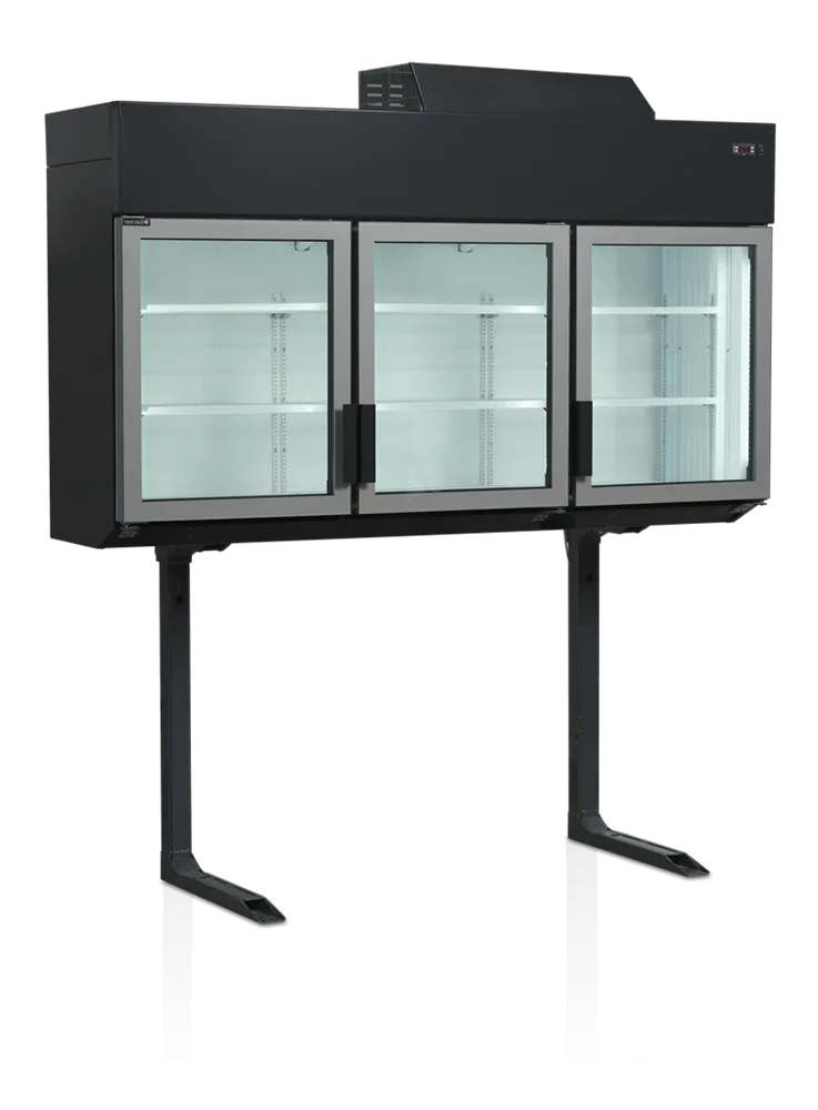 Schwarzer Supermarkt-Wandtiefkühlschrank - 3 Türen - 545 L